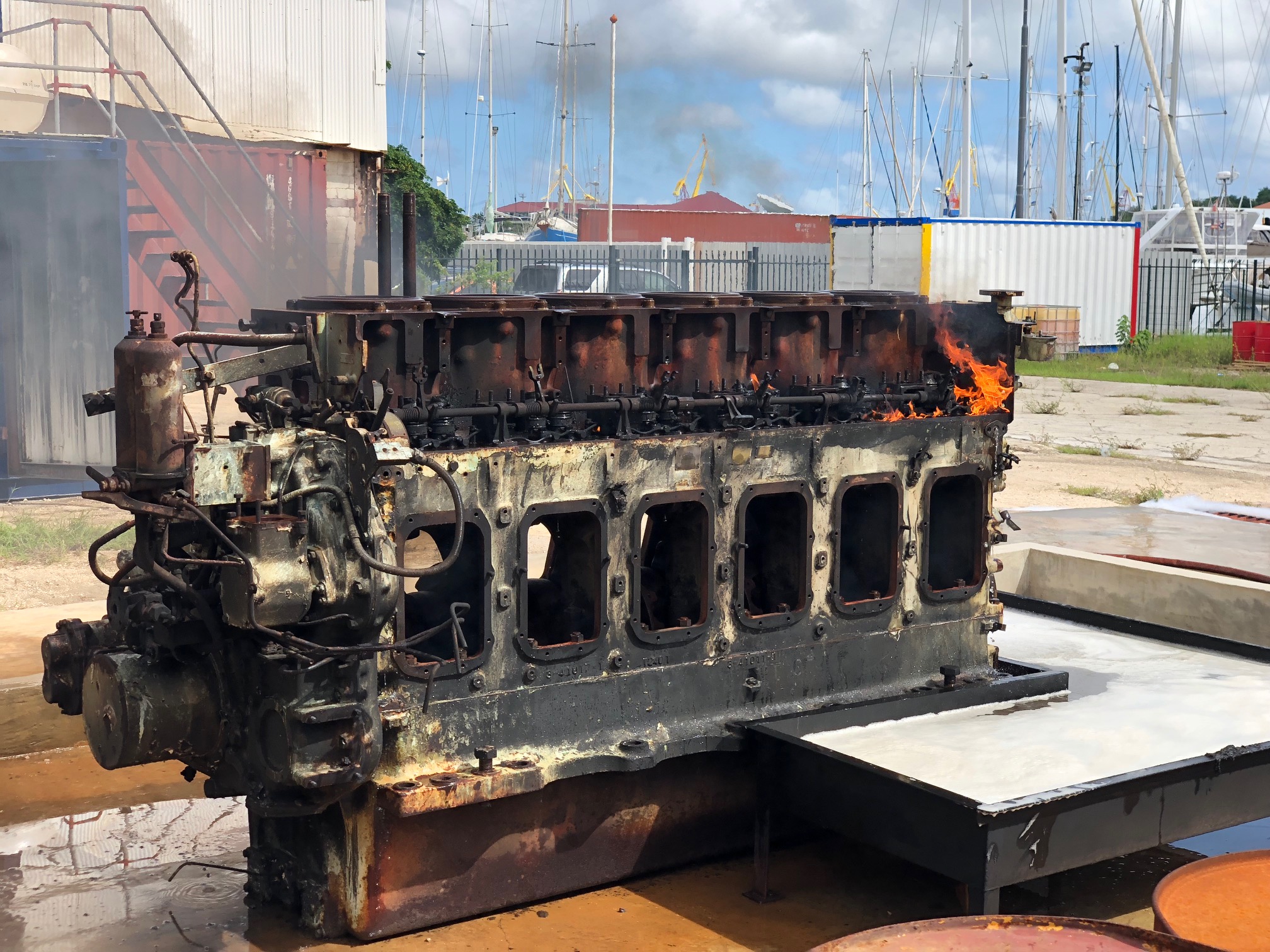 Scheepsmotor brandtraining 